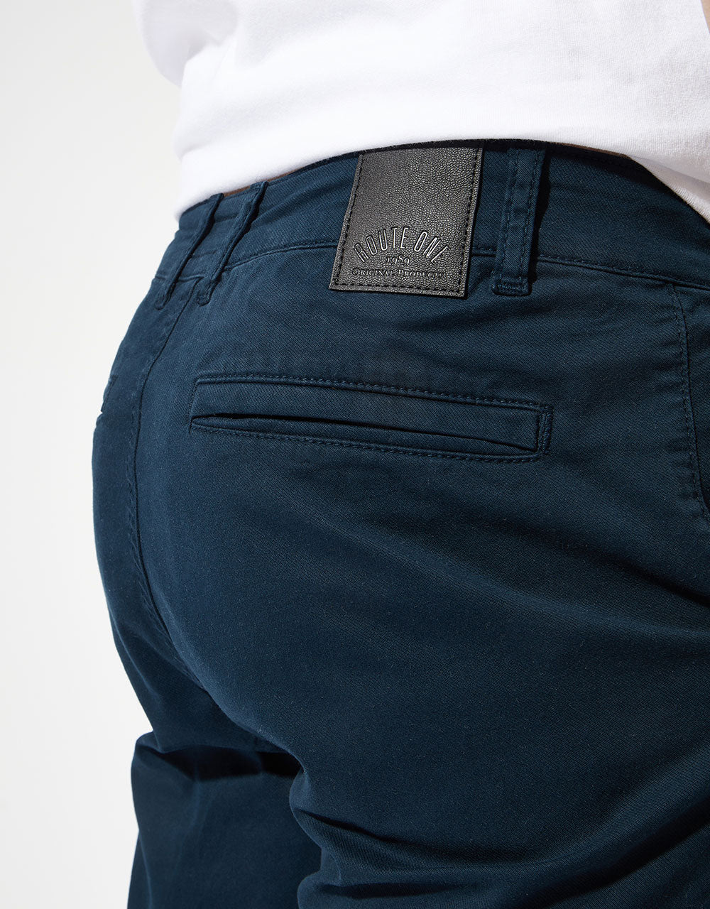 Route One Roll Up Chino Shorts - Navy