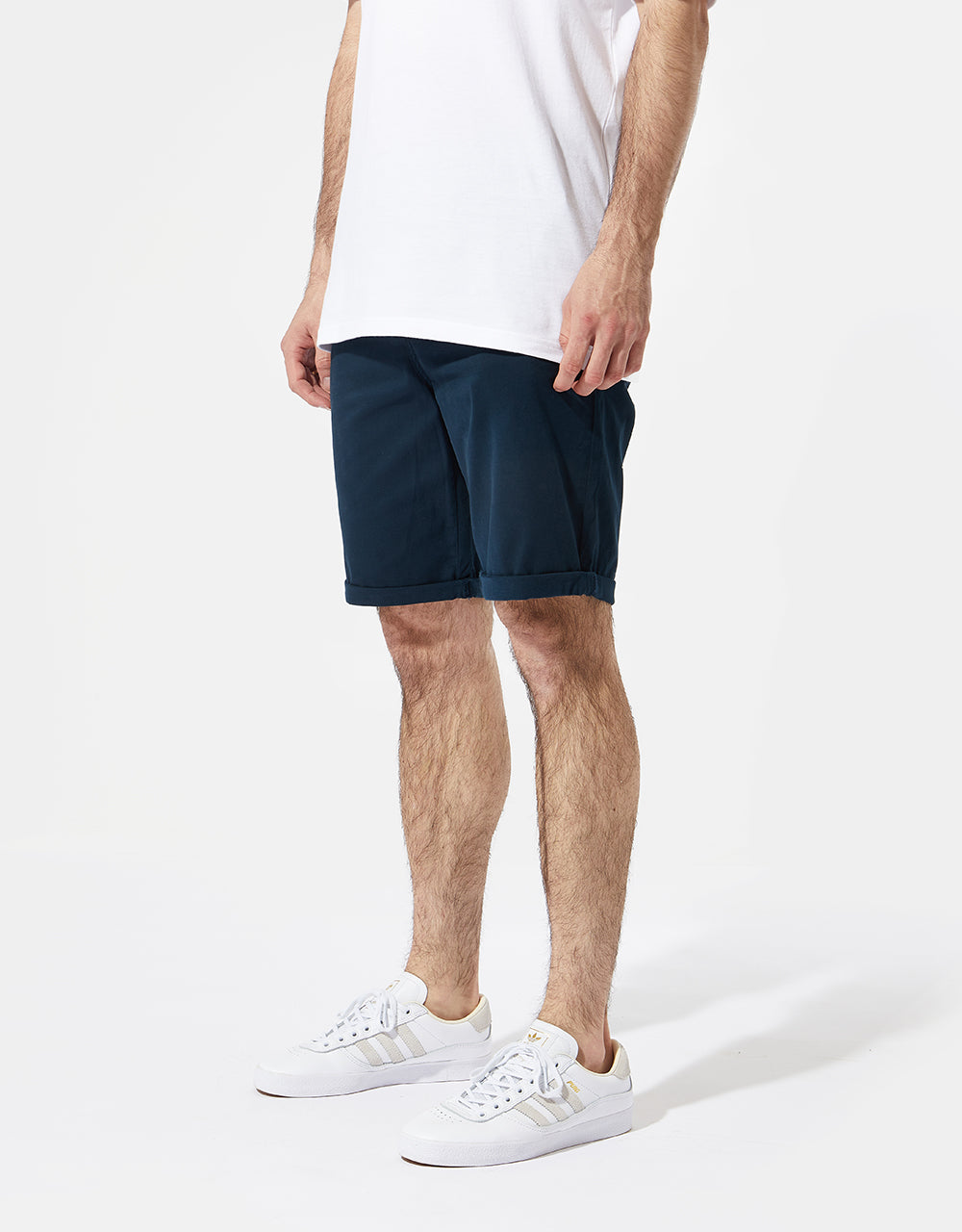 Route One Roll Up Chino Shorts - Navy