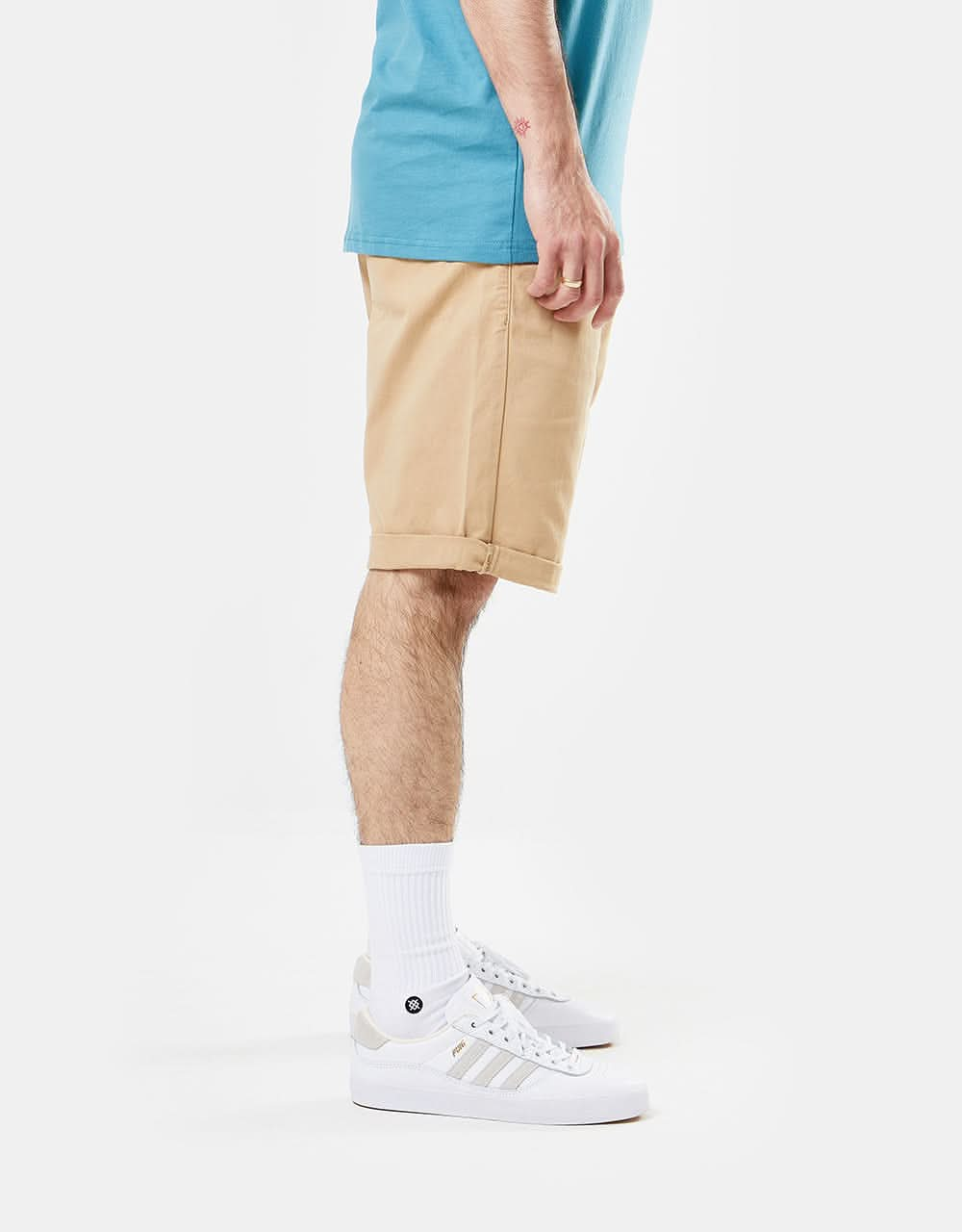 Route One Roll Up Chino Shorts - Khaki