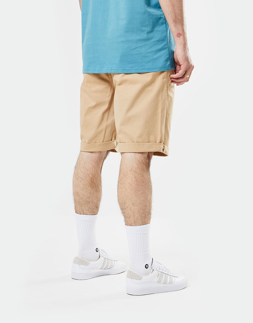 Route One Roll Up Chino Shorts - Khaki