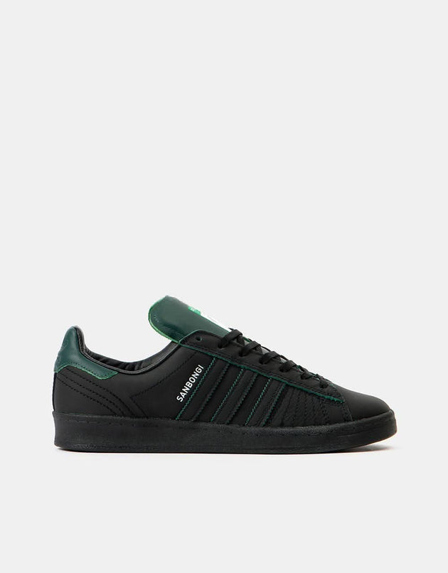 adidas x Shin Sanbongi Campus ADV Skate Shoes - Core Black/Core Black/Bold Green